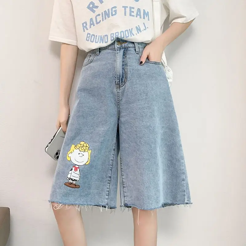 Summer Baggy Blue Denim Long Shorts Women Cargo Bermuda High Waist Wide Shorts Jeans Y2K Summer New Cute Ladies Big Size Shorts