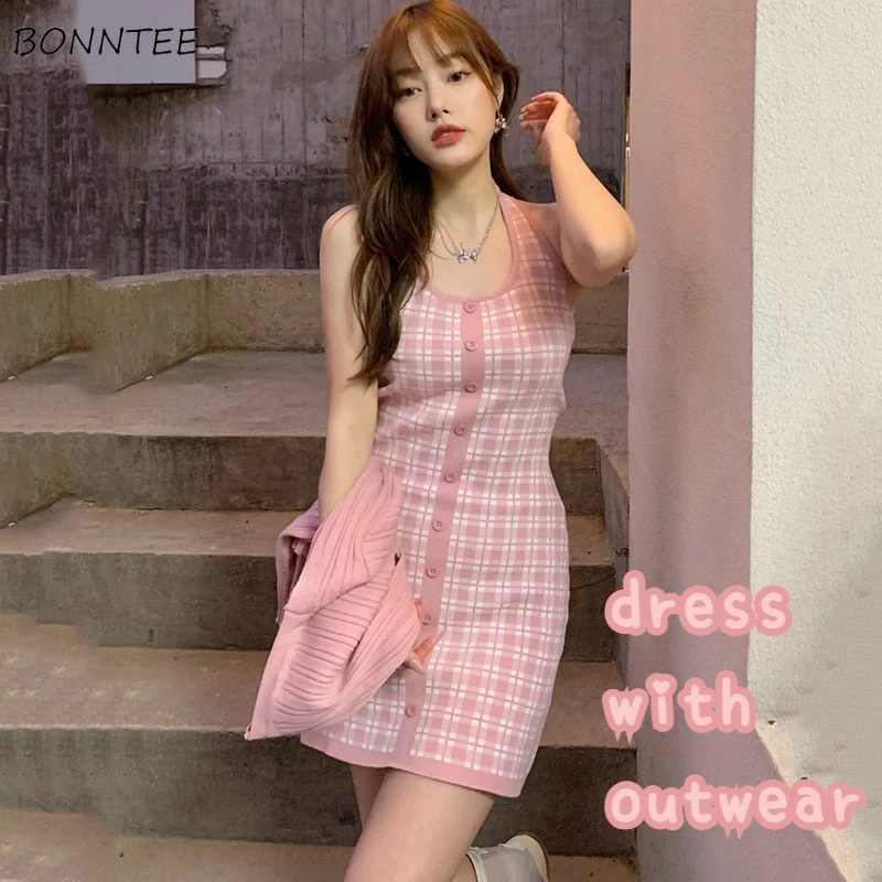 

Комплекты платьев, женская верхняя одежда, тонкий клетчатый сексуальный дизайн Ulzzang, женская модная универсальная Повседневная Уличная оде...