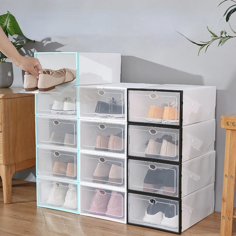 

Foldable Shoe Box Box Organizers Cabinet Plastic Combined Stackable Thickened Dustproof Shoe Transparent Shoes Storage