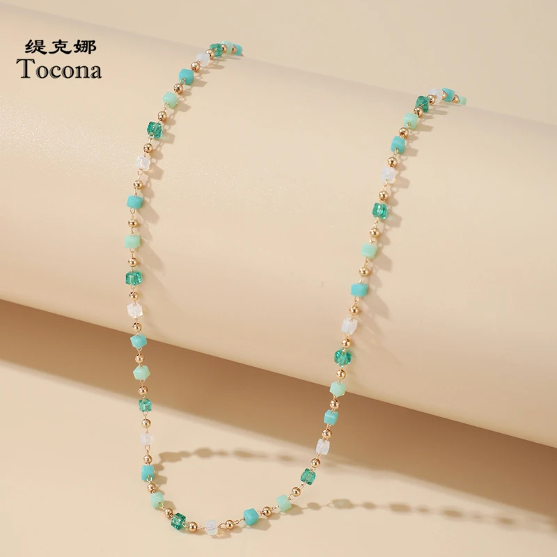 

Tocona Bohemian Colorful Bead Chain Choker Necklace for Women Charm Handmade Party Jewelry Drop Shipping naszyjnik 14026