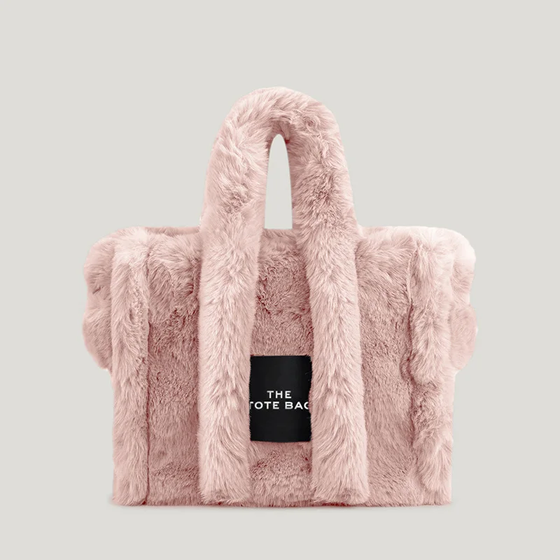 

Luxury Faux Fur Large Tote Bag Designer Soft Plush Women Handbags Pluffy Shoulder Crossbody Bags Warm Winter Big Shopper Purses