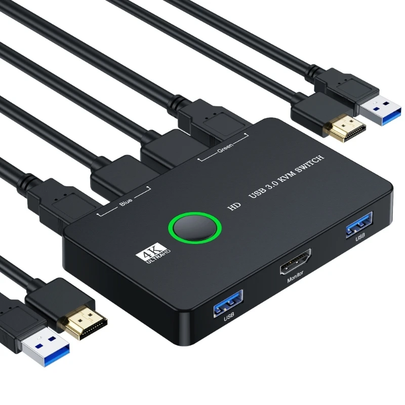 

HDMI2.0-Compatible KVM Box 4K60Hz USB 2 In 2 Out Switcher Hub