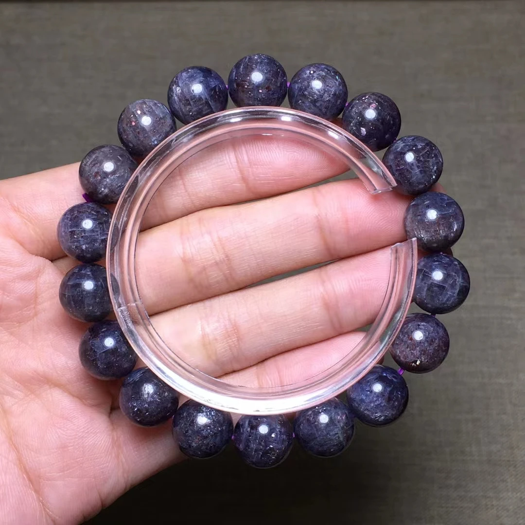 Natural Blood Red Cordierite Iolite Bracelet Women Men Star Light Dichroite 11mm Iolite Round Beads Genuine AAAAAA