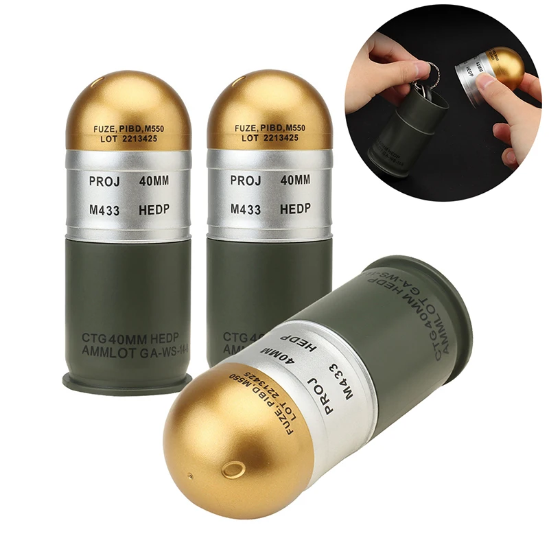 

M433 HEDP 40mm Cartridge Dummy Grenade Model Military Fan Collection Toy Gift Mini Storage Case Airsoft Display Decoration