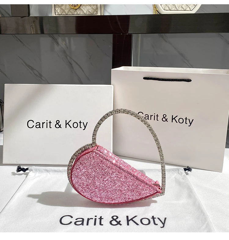 Luxury Designer Diamonds Metal Handle Handbag Glitter Shiny Sequined Evening Bag Wedding Party Clutch Purse Women Shoulder Bag