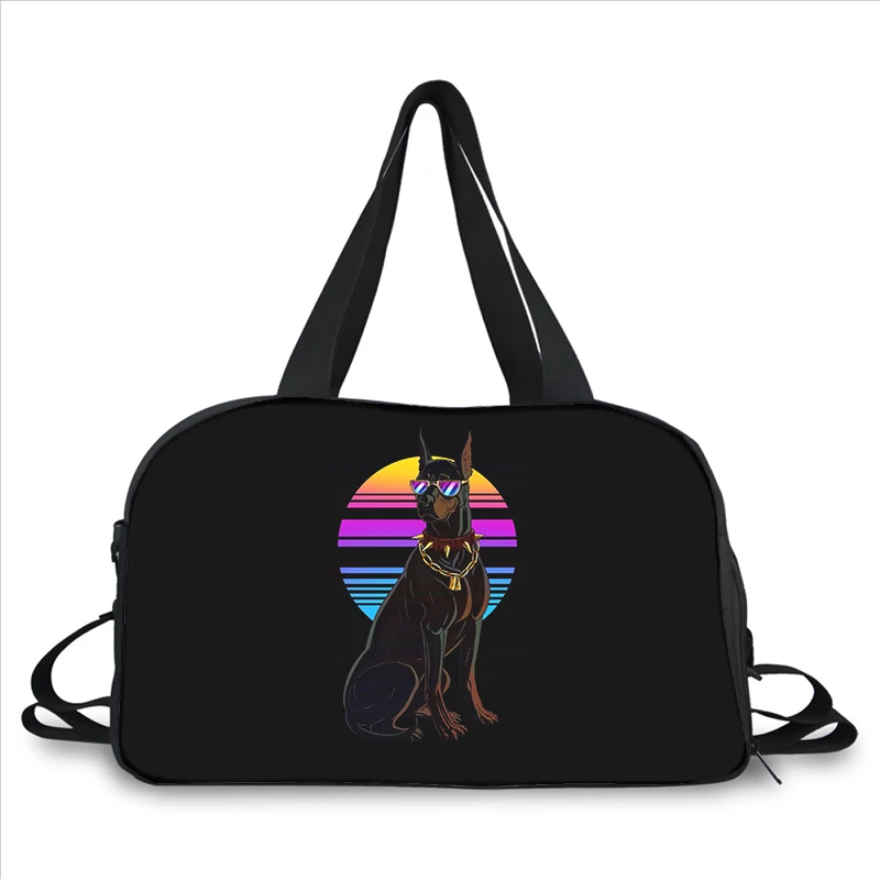 Doberman cool dog 3D printing fashion trend portable large capacity multi-function messenger bag travel bag