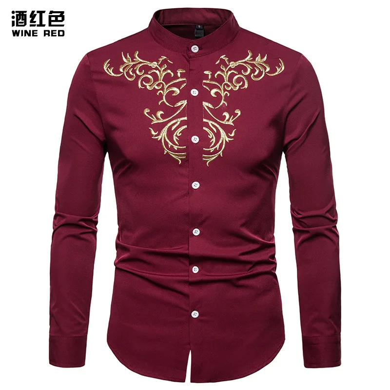 

Men's Style Embroidered plus Size Long Sleeve Shirt