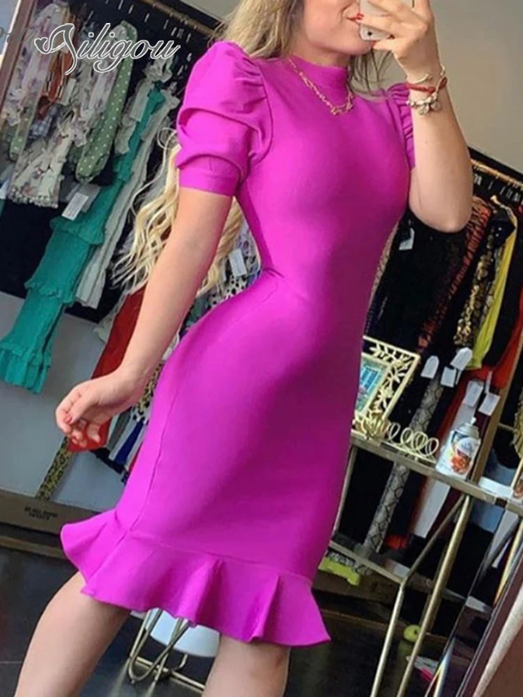 Женское винтажное вечернее платье Ailigou черно-фиолетовое с коротким рукавом