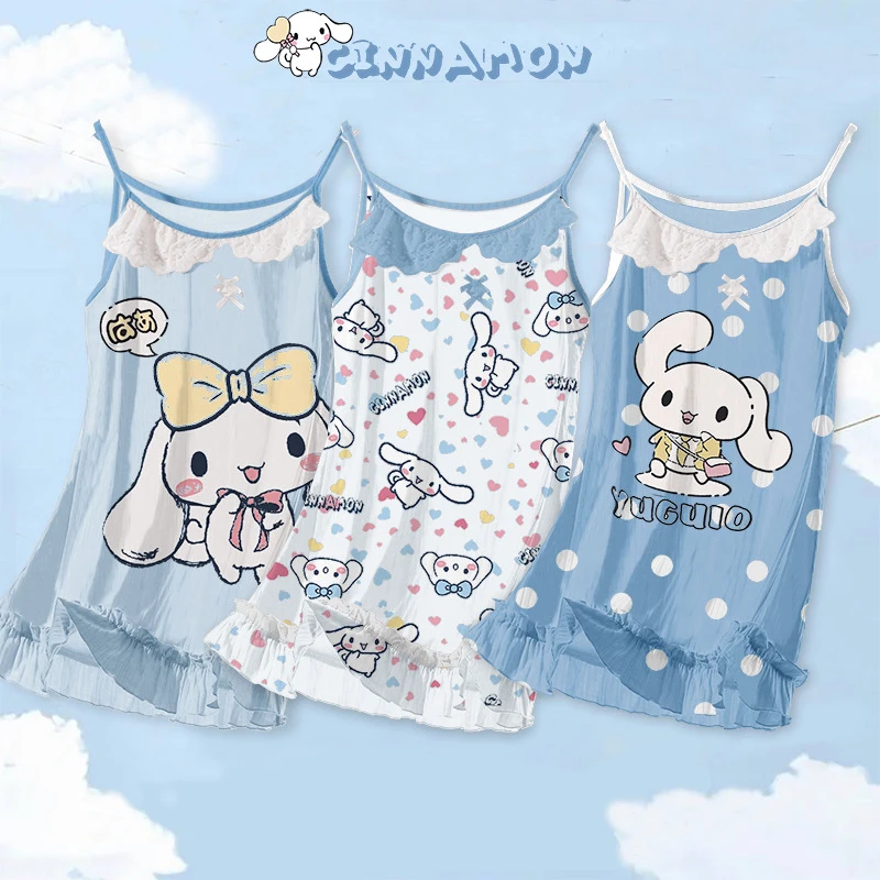 

Sanrios Kuromi Cinnamoroll Anime Summer Kids Pajamas Modal Girls Nightdress Parent-Child Camisole Sleepwear Children's Homewear
