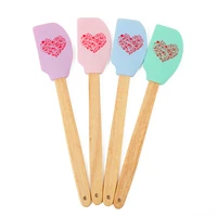 1pc wood handle cake silicone spatulas cream butter scraper cake decoration tools pastry baking supplies kitchen accessories