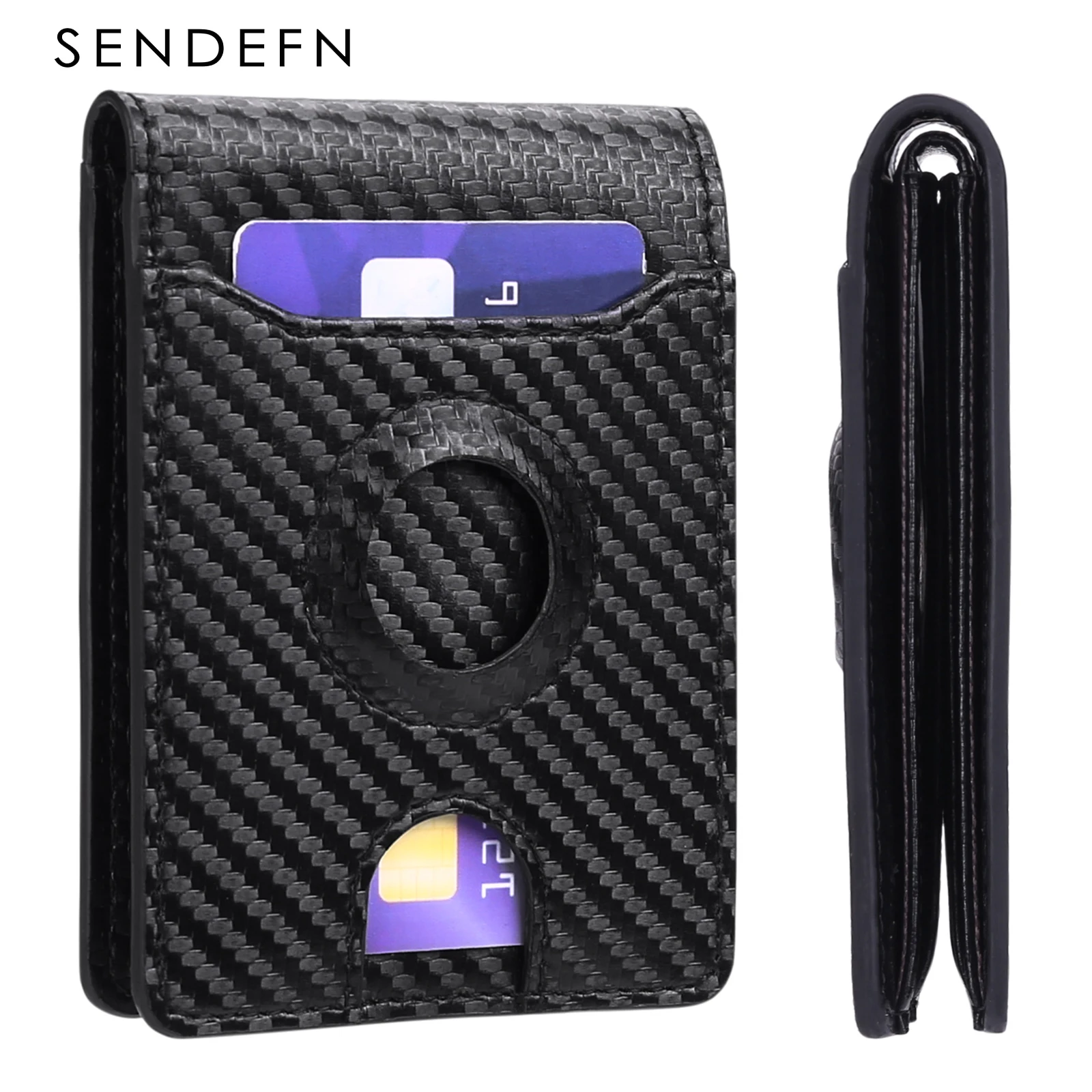 Men's Wallet AirTag Credit Card Holder Rfid Anti-theft Card Holder Genuine Leather Zipper Coin Purse Minimalist Pocket Wallet