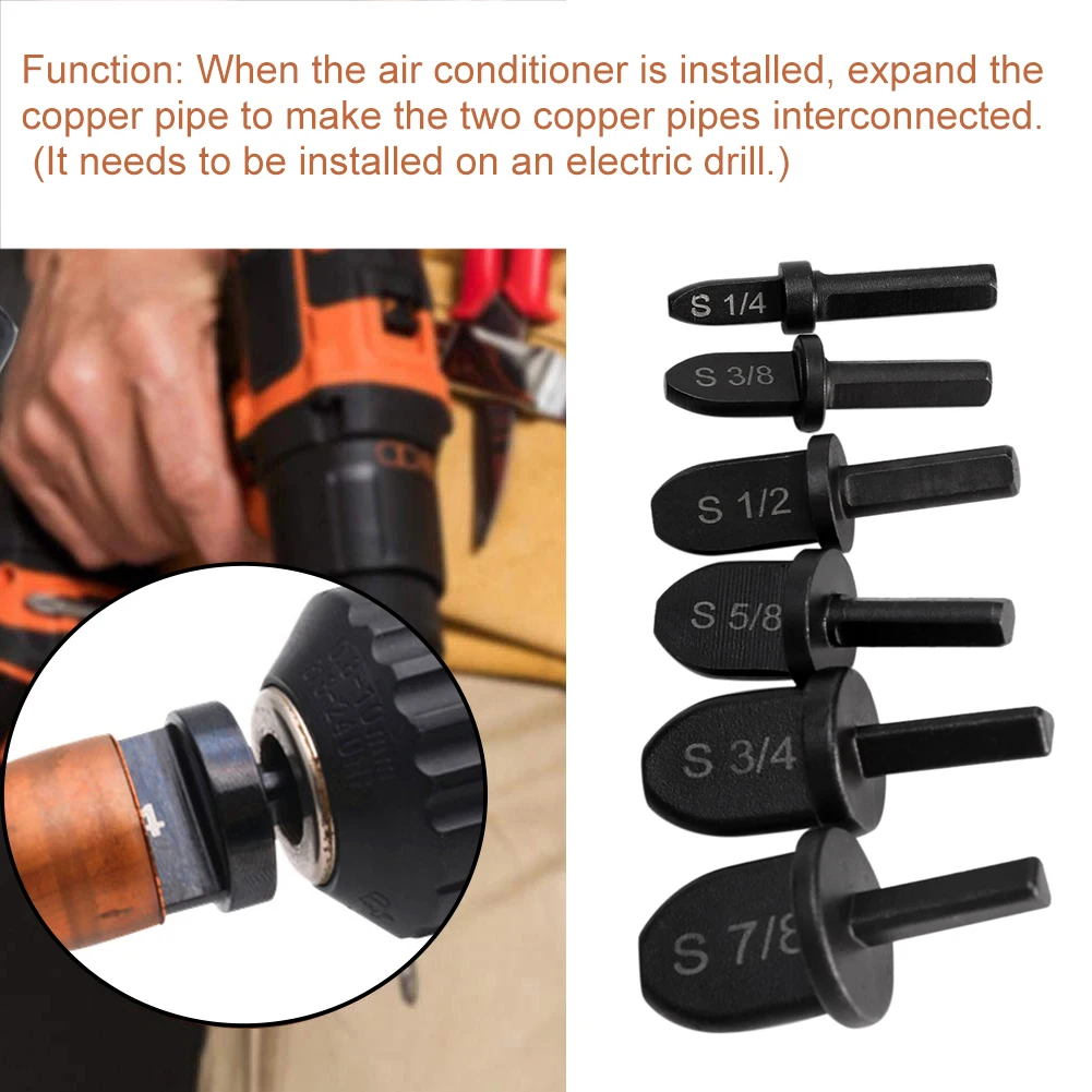

6pcs Home Air Conditioning Repair Copper Pipe Swaging Tool Replacement Parts Multifunction Bearing Steel Drill Bit Set