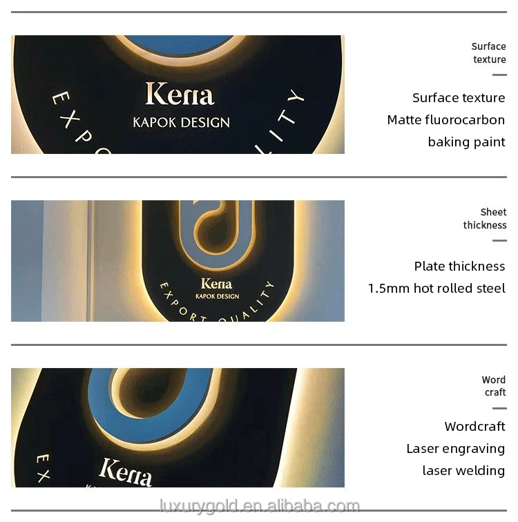 Окрашенный черный металлический световой короб вывеска подсветка буквенный