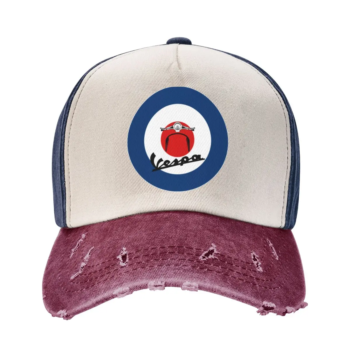 

Piaggio Vespa Scooterist MOD Target Outfit Unisex Baseball Cap Distressed Denim Hats Cap Classic Outdoor Summer Gift Casquette