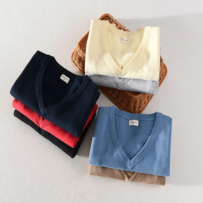 Мужские пуловеры из 100% хлопка вязаный жилет с вышивкой и логотипом повседневные