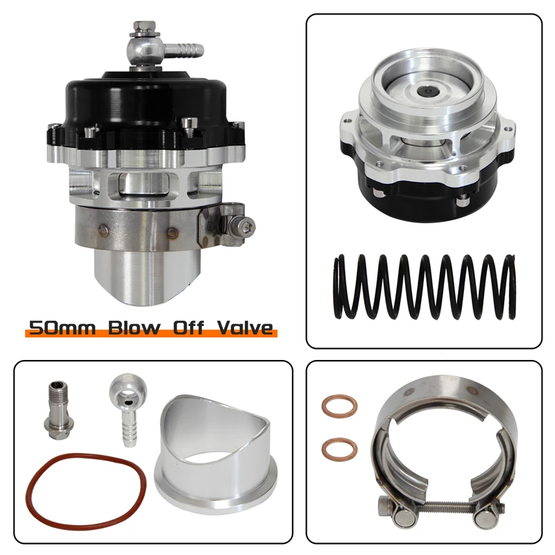 

Турбонаддувной клапан с фланцевым адаптером и зажимом, 50 мм, 35 фунтов на кв. дюйм, черный/синий/красный