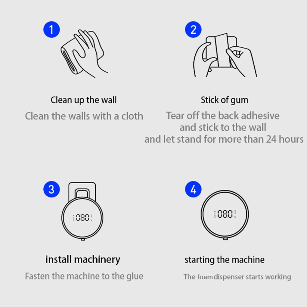 

300ml USB Rechargeable Foam Soap Dispensers Wall Mounted Automatic Infrared Sensor Hand Sanitizer Foaming Machine Touchless