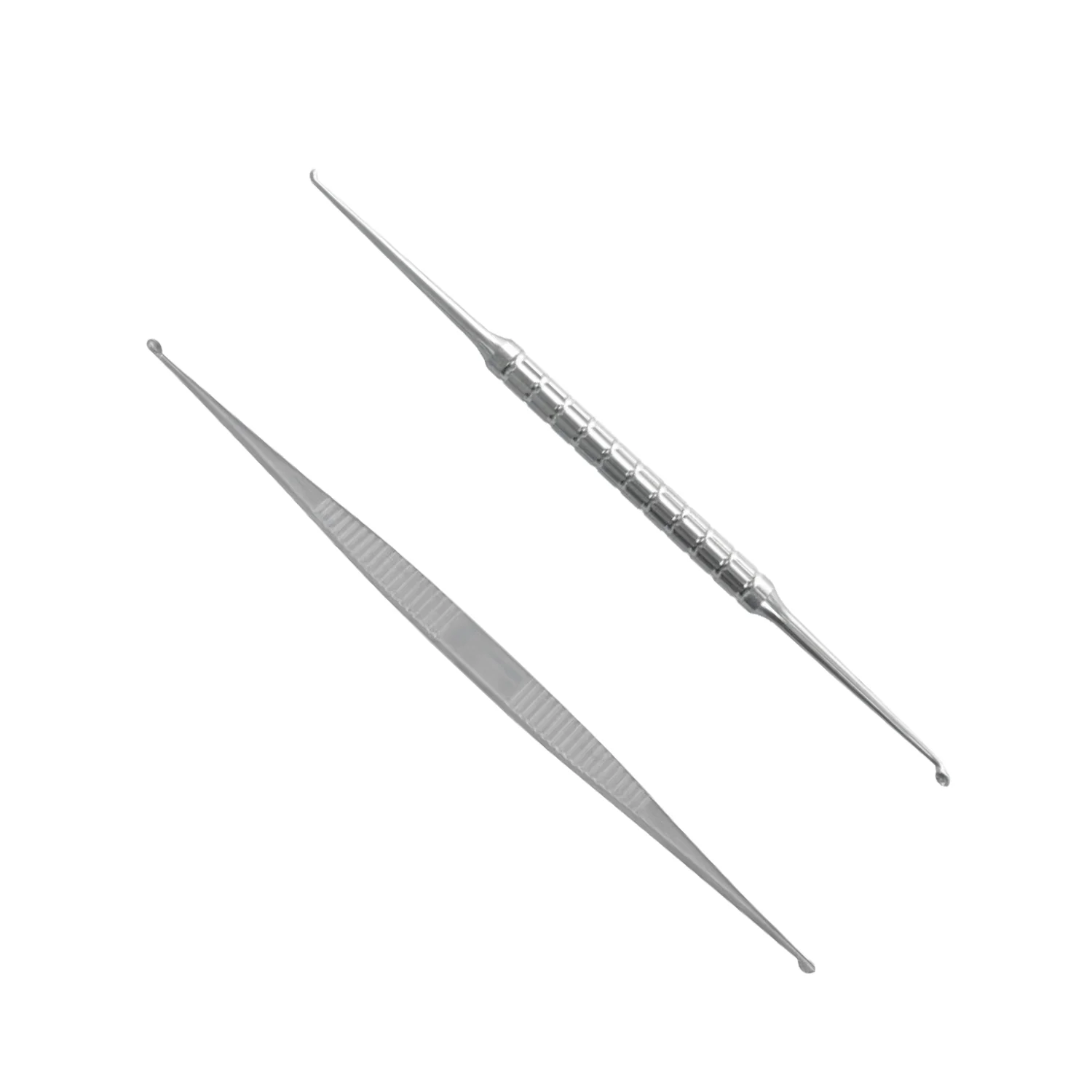 Фото JIACHENG MEDICAL двусторонняя кюретка для ушей из нержавеющей стали, многоразовый ЛОР-хирургический инструмент для ручных ушей, глаз, носа, горла №1
