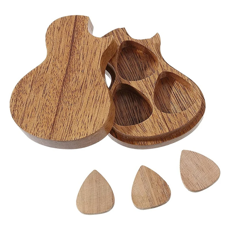

Guitar Box With 3 Pcs Wooden Guitar Pick Suitable For Gift Guitar Players Guitar Parts