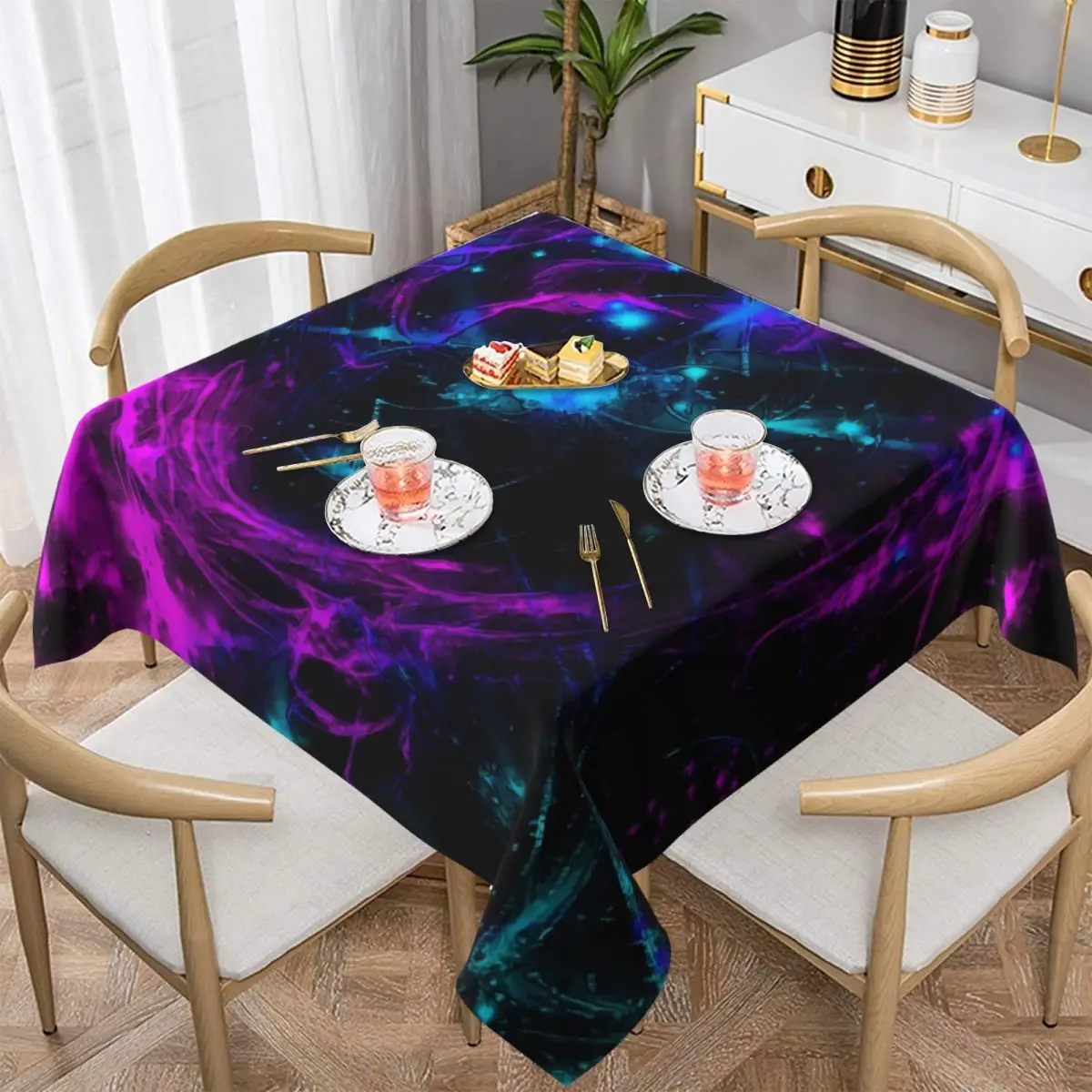 

Neon Galaxy Tablecloth Purple And Blue Printed Decoration Table Cover Polyester Restaurant Cheap Waterproof Table Cloth