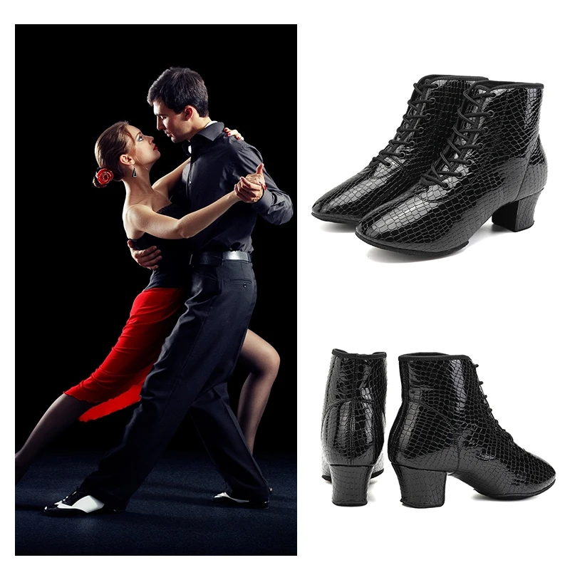 SWDZM Women's Short Boots Ballroom Modern Dance Shoes Tango Jazz Salsa Latin Dancing Boots Red Black Sports Dancing Sneakers