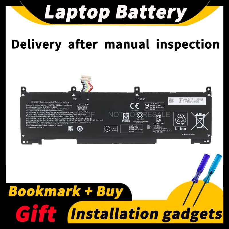 Для ноутбука HP Zhan66 Quad ProBook 430 440 450 455 G8/G9 HSN-Q27C-4/5 RH03XL HSTNN-OB1T 650 V 45wh/11,4 mAh