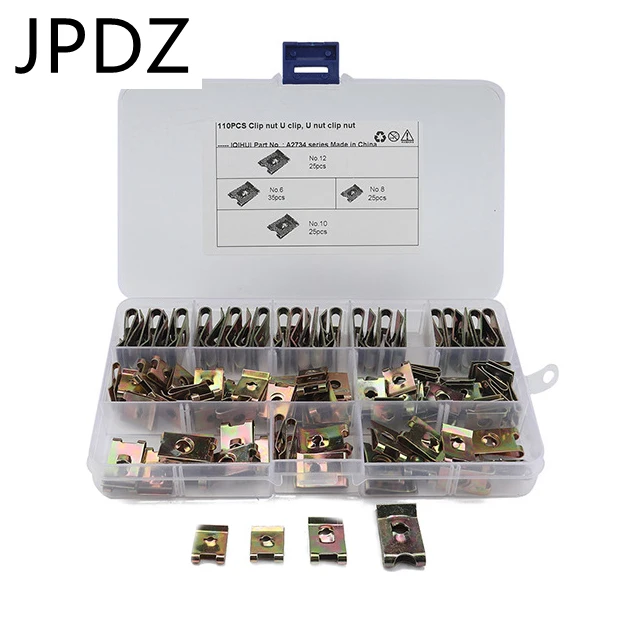 

110Pcs Car Universal Speed Fasteners U Nuts Self Tapping Screw Spire Clip Hole Interior Door Trim Panel Clips Metal Rivets