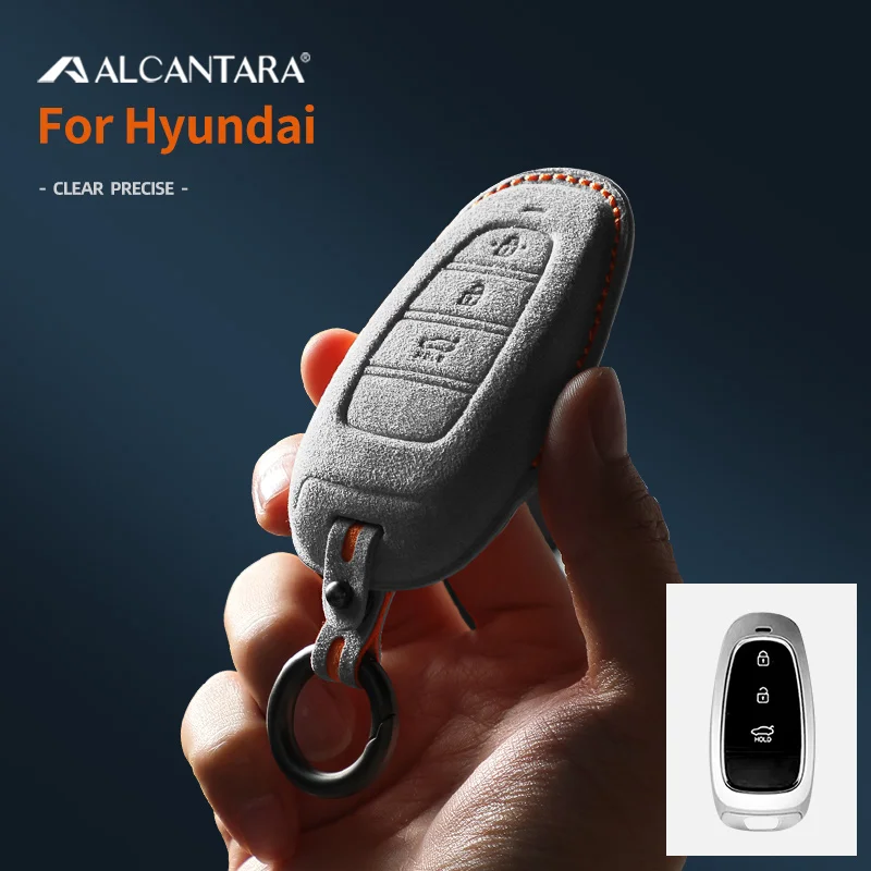 

Alcantara Suede Car Key Case Cover Shell Holder For 2023 Hyundai Fifth Generation Tucson L Ix25 Mistra Custo Elantra Accessory