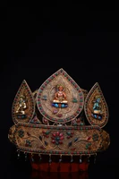 10 tibetan temple collection old tibetan silver mosaic gem turquoise longevity buddha guanyin crown buddhist utensils exorcism