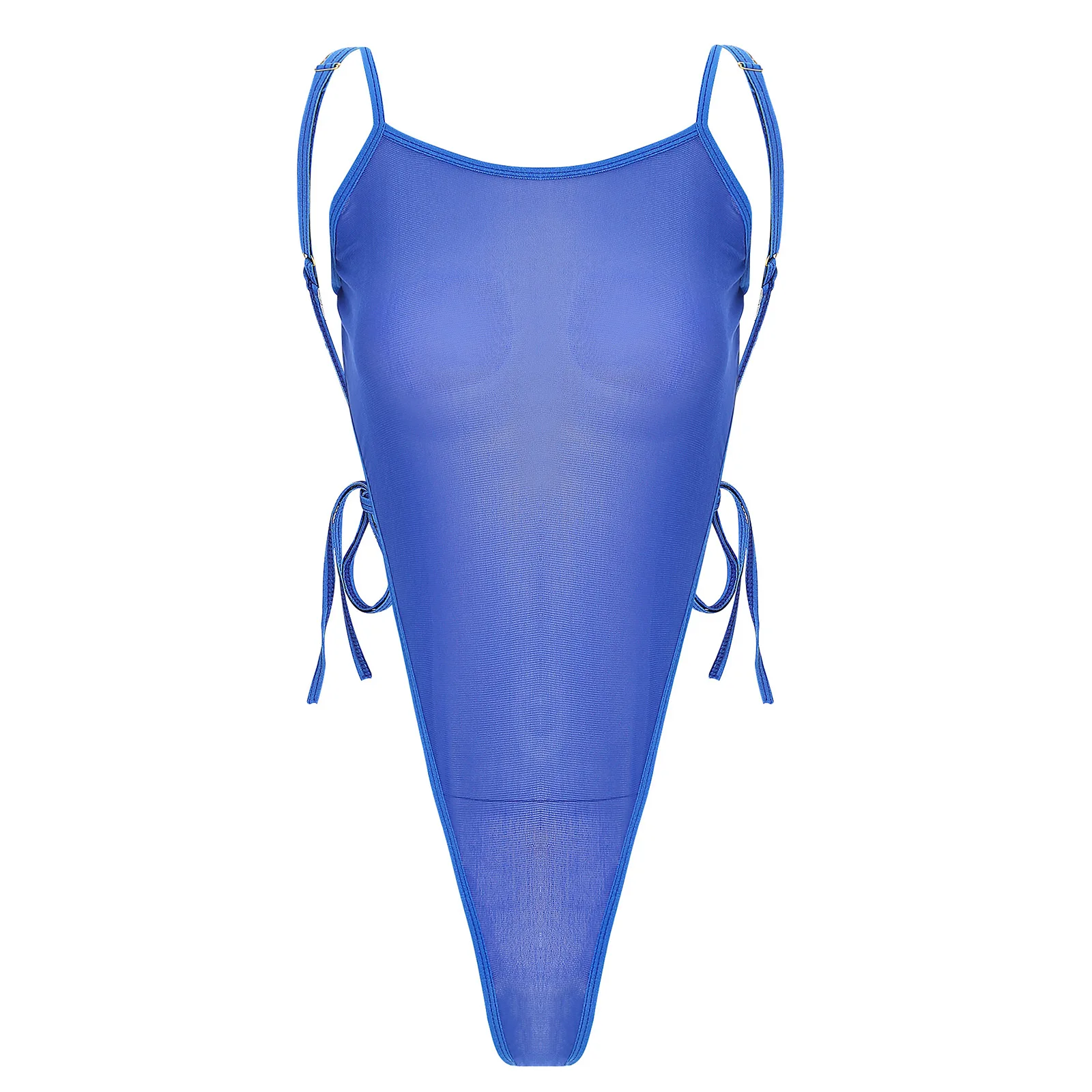 

Женское прозрачное Сетчатое боди, однотонное трико со шнуровкой и открытой спиной, комбинезон, Цельный купальник для бассейна, одежда для купания, пляжная одежда