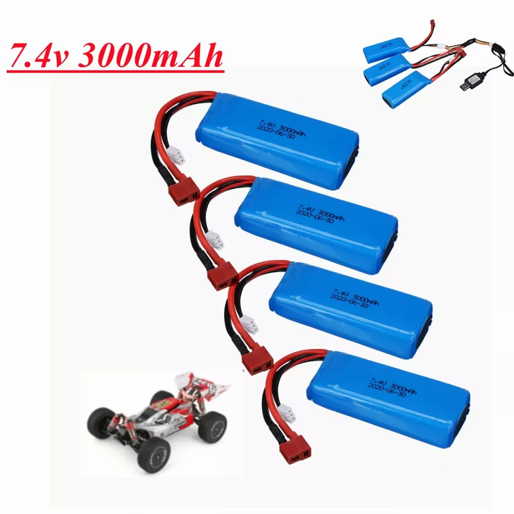 

NEW2023 Original 2s 7.4 V 3000mAh Lipo battery for Wltoys 144001 104001 124019 12428 RC car Parts 7,4 В 3000 мАч RC Игр