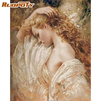 ruopoty paint by numbers blonde beauty figure oil painting handmade unique gift for adults modern home living room wall artcraft