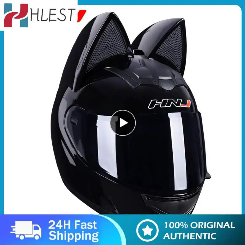 

Helmet Universal Full Face Motorcycle Helmet Four Seasons Cat Ears Cat Ears Helmet Helmets And Headgear Locomotive Helmet Safety