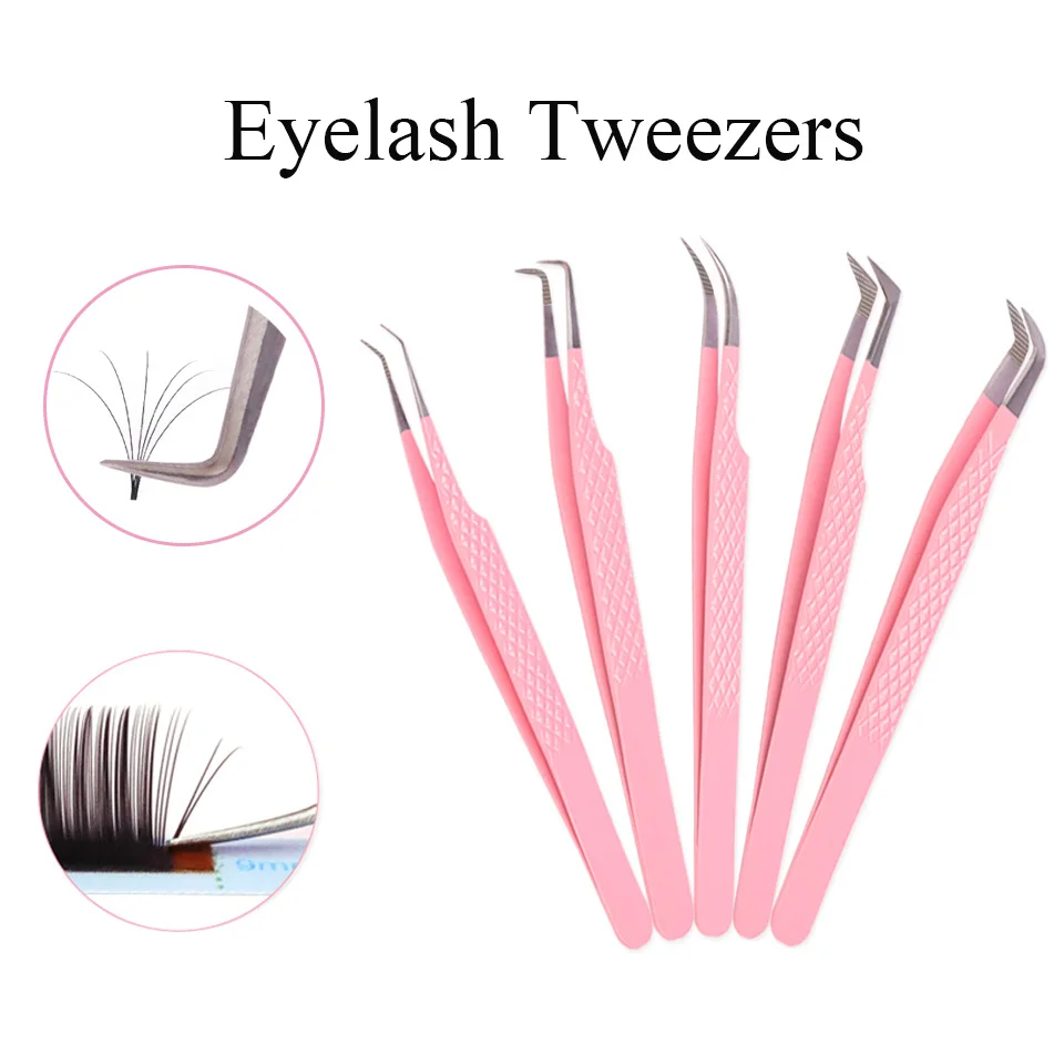 

Lashprofessor 1Pcs Volume Lash Tweezers Pink Stainless Steel Superhard Tweezer Supplie With Fiber Tip High Precision Makeup Tool