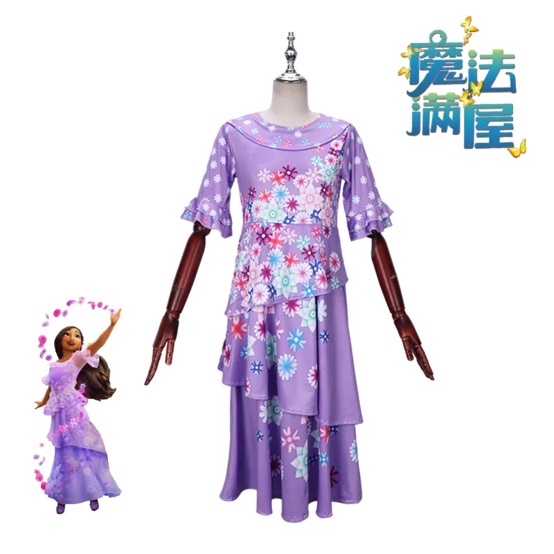 

Encanto Kids Isabel Dress Toddler Mirabel Costume Birthday Girls Purple Flower Ruffles Princess Dresses Party Role Play Clothing