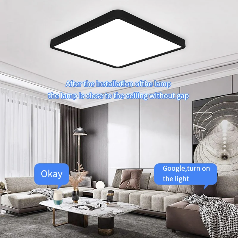 $33.71 LED Smart Ceiling Lamps WiFi App AI Voice Control Work With Google Home Alexa Echo Ultrathin Round/Square Dimmable Ceiling light
