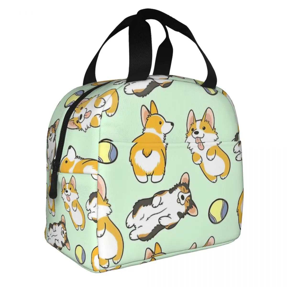 Corgi Set Lunch Bento Bags Portable Aluminum Foil thickened Thermal Cloth Lunch Bag for Women Men Boy