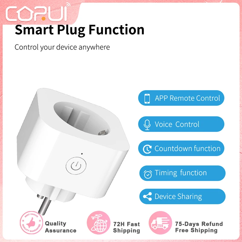 

WiFi 16A Smart Plug Socket Tuya Remote Control Home Appliances Without Metering Works With Alexa Google Home No Hub Required