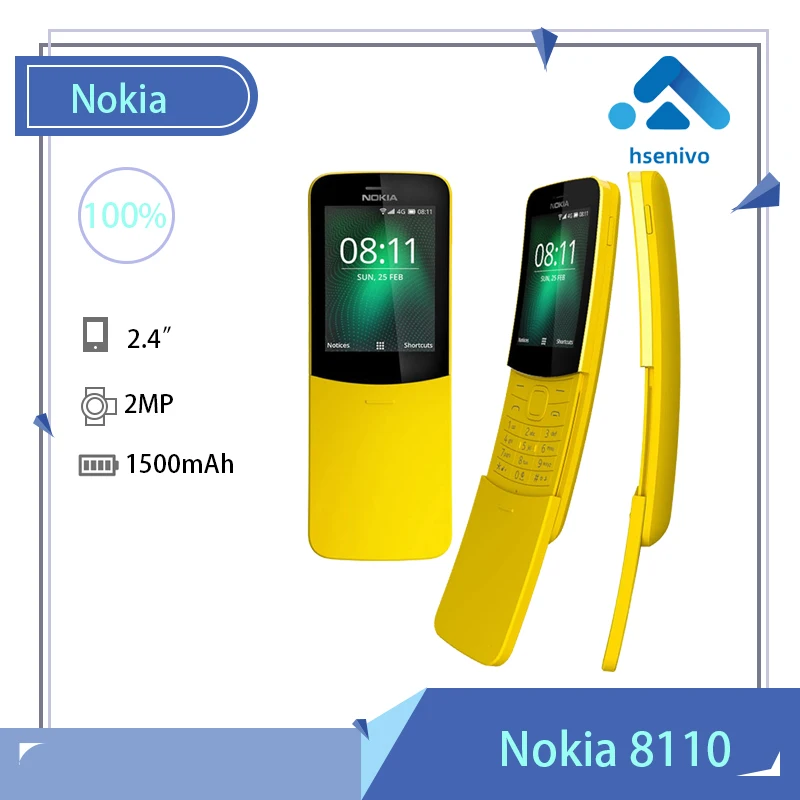 

Восстановленный Оригинальный Мобильный телефон Nokia 8110 4G (2018), разблокированный, высокое качество, 4G, Бесплатная доставка