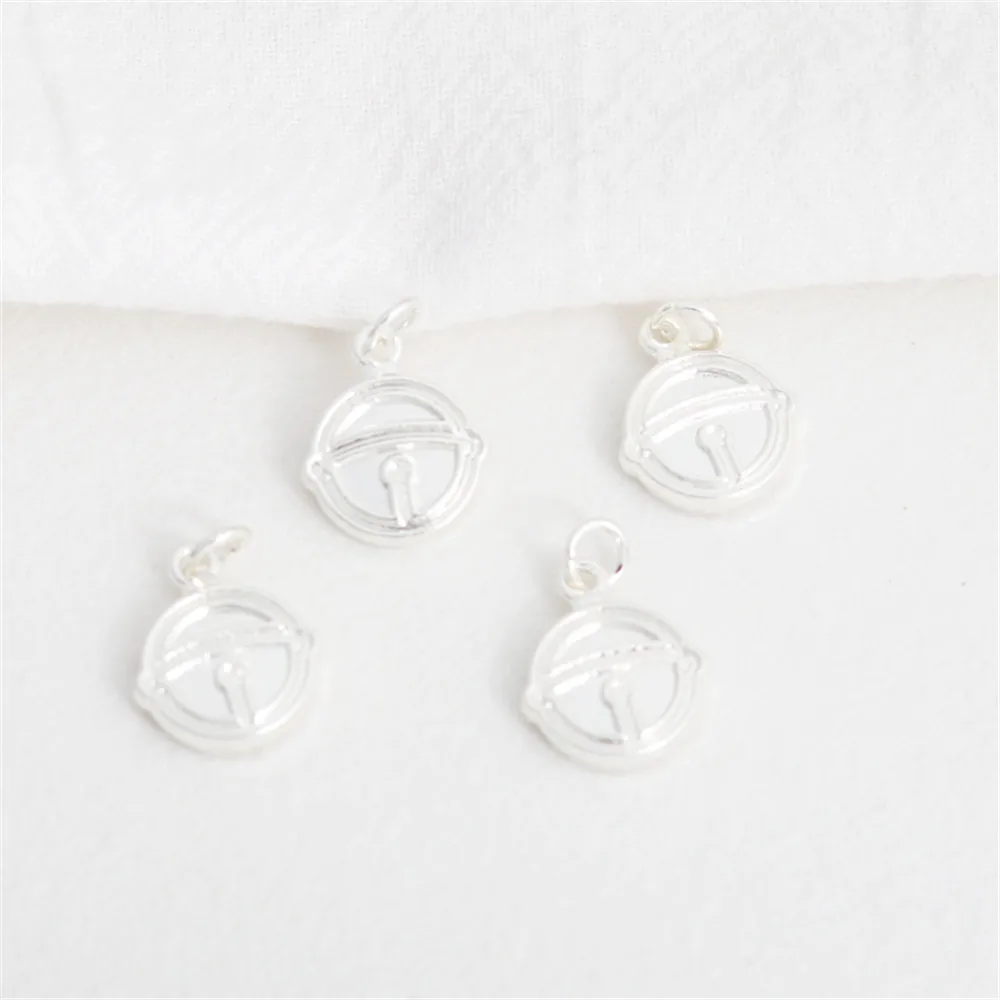 

Silver wrapped gold double-sided plain model bell flower pattern pendant 12mm bracelet necklace charm diy jewelry accessories