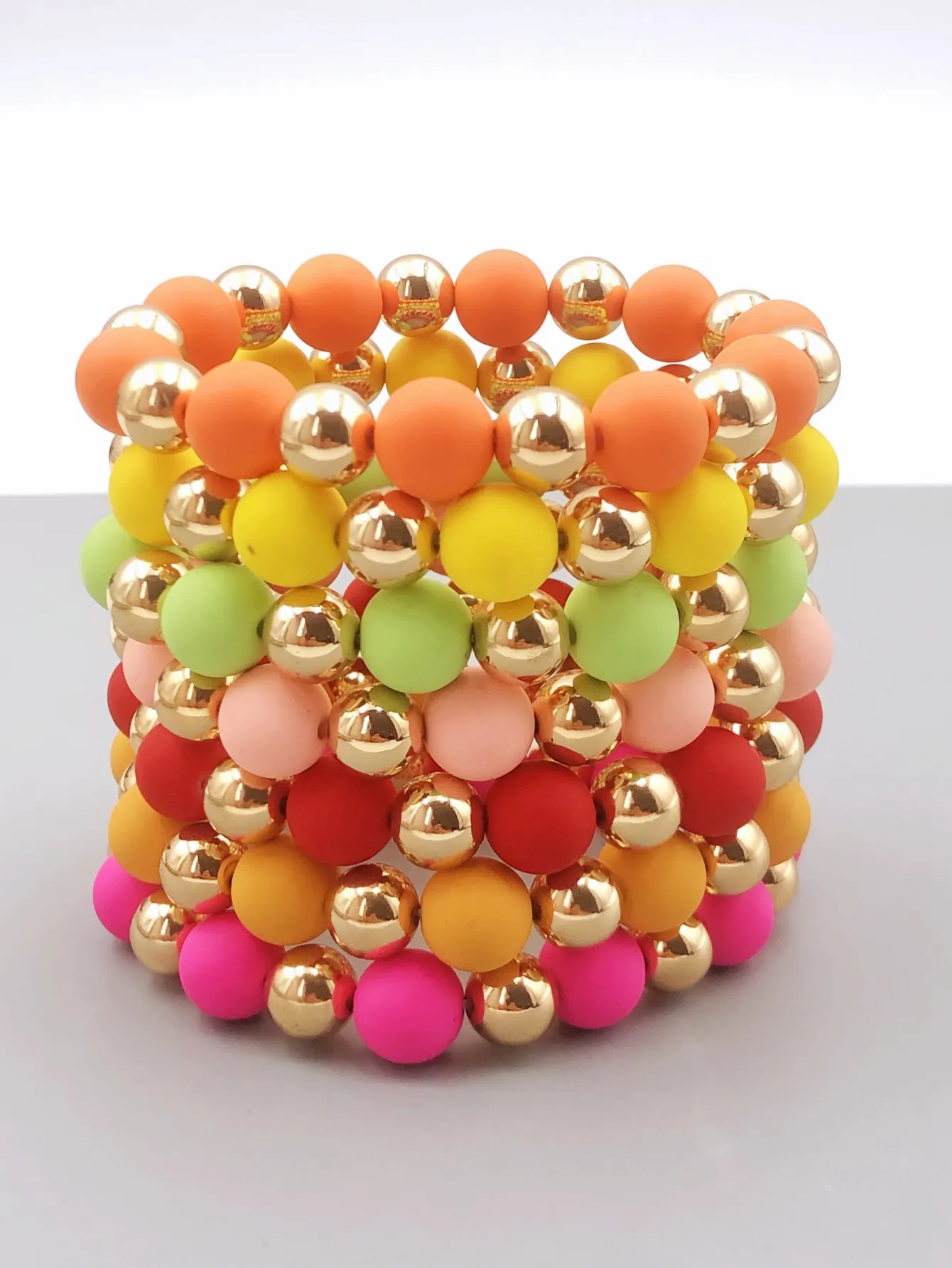 

Stylish Handmade Rubber Bead Bracelet with Colorful Charms bangles for women