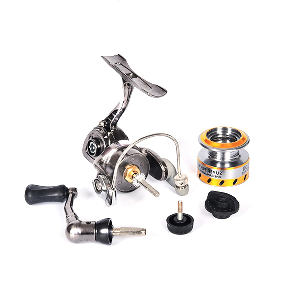 

Mini Spinning Fishing Reel Metal Coil Gear Ratio 4.3:1 Saltwater Freshwater Rocker Arm Left/Right Interchanged Spinning Wheel