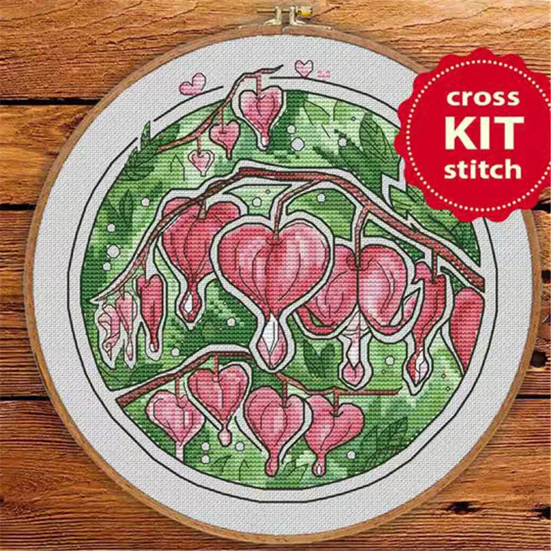 ZZ1509 Homefun Cross Stitch Kit Package Flowers Needlework Counted Cross-Stitching Kits stich Round Painting Stich |