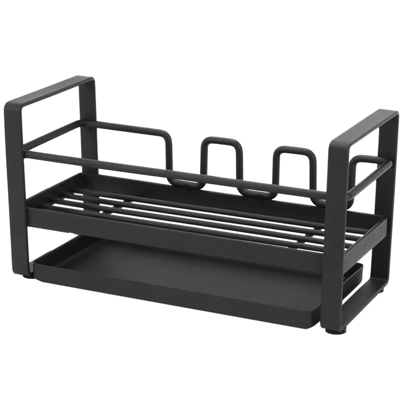 

For Kitchen Sink Organizer Caddy Brush Holder Cleaning Soap Brush Drain Rack With Drain Tray, Multifunction