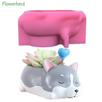 husky diy 3d creative pen holder flower pot silicone mold scented candle mold epoxy resin molds clay mold