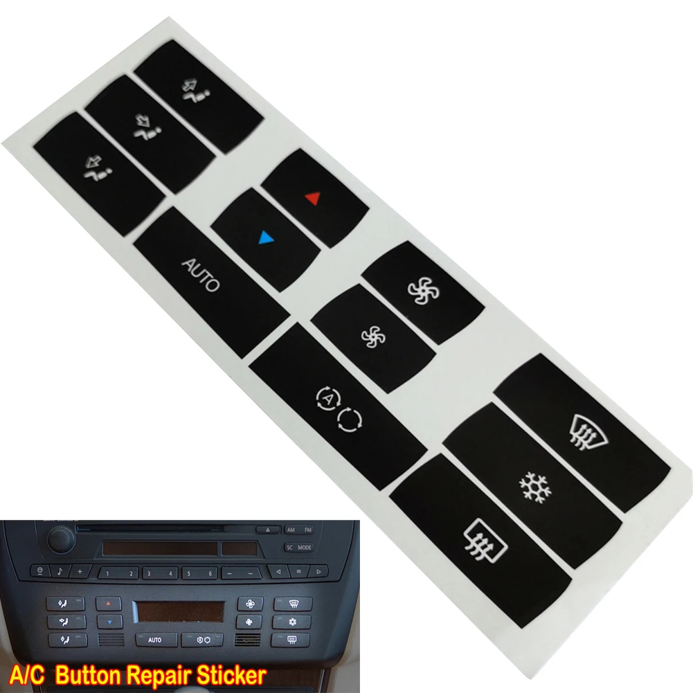 

Car Front Climate Control Button Knob Overlay Stickers Repair Set Fits For BMW X3 E83 03-10 Auto Conditioning Accessories