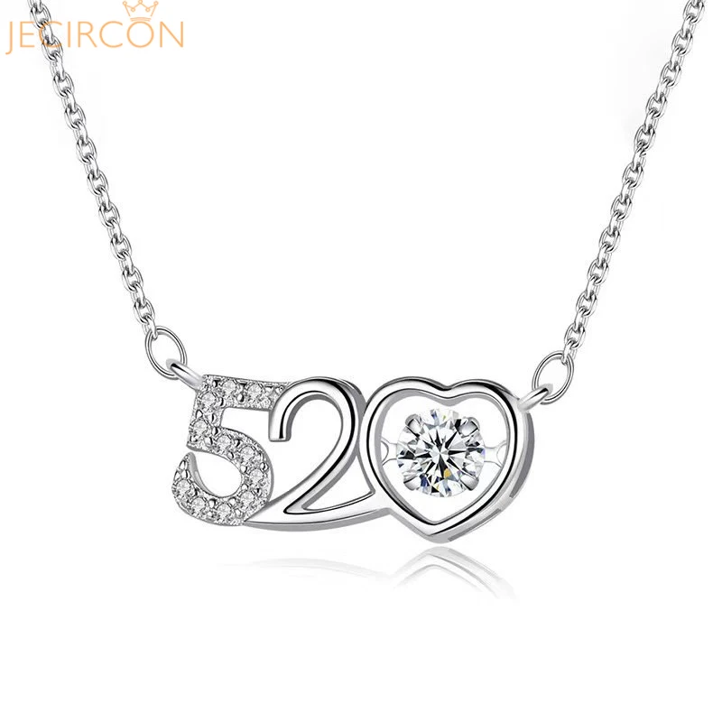 

JECIRCON 100% 925 Sterling Silver Moissanite Necklace for Women 0.5 Carat D Color 520 Beating Heart Pendant Valentine's Day Gift