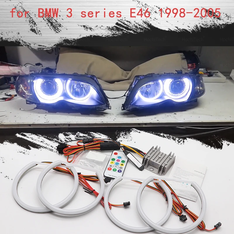 

Цветной 316i 318i 320d высококачественный последовательный поток для BMW E46 1998-2005 вращающийся Динамический свет RGBW хлопок светодиодсветодиодный глаза ангела