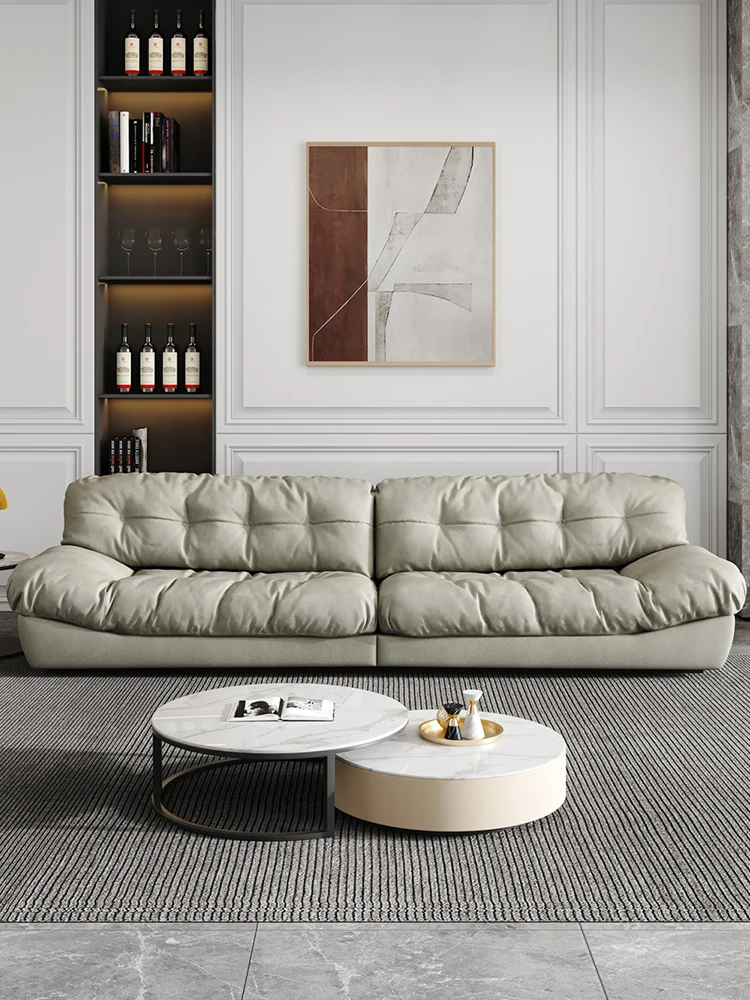 

Italian minimalist designer cloud sofa living room simple modern technology wash free fabric straight sofa