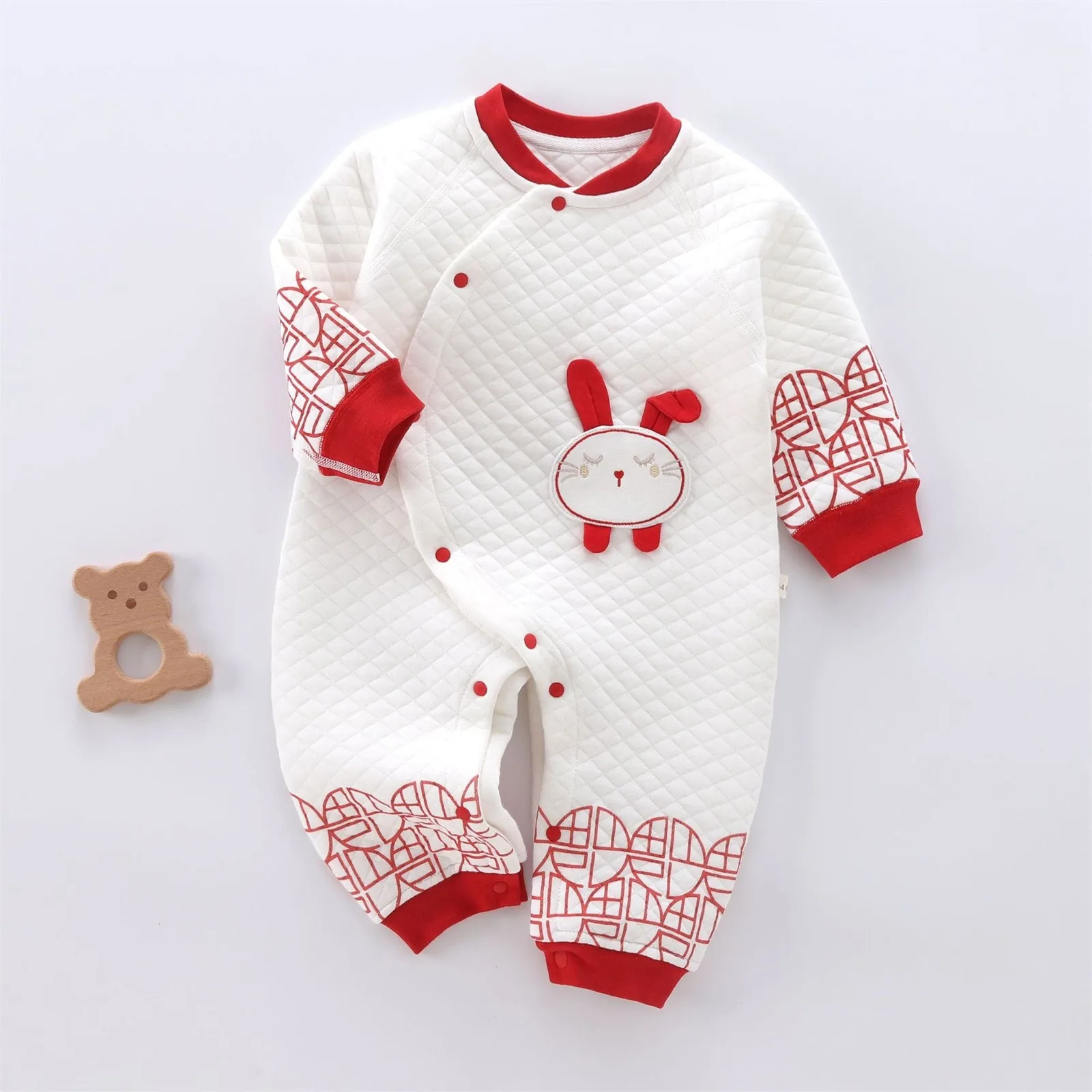 

Кимоно для новорожденных девочек и мальчиков, китайский новогодний комбинезон с календарём, стеганое плотное теплое кимоно, костюм Тан, кра...